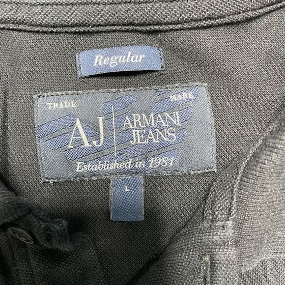 Armani Jeans AJ Mens Small or Womens Large Black Short Sleeve Polo Shirt - Picture 6 of 7